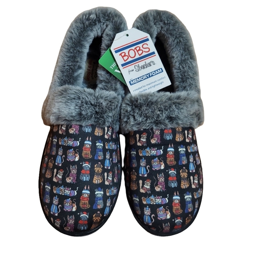 Bobs For Cats From Skechers Winter Cat Faux Fur Lined Vegan Memory Foam Slippers - Picture 2 of 14